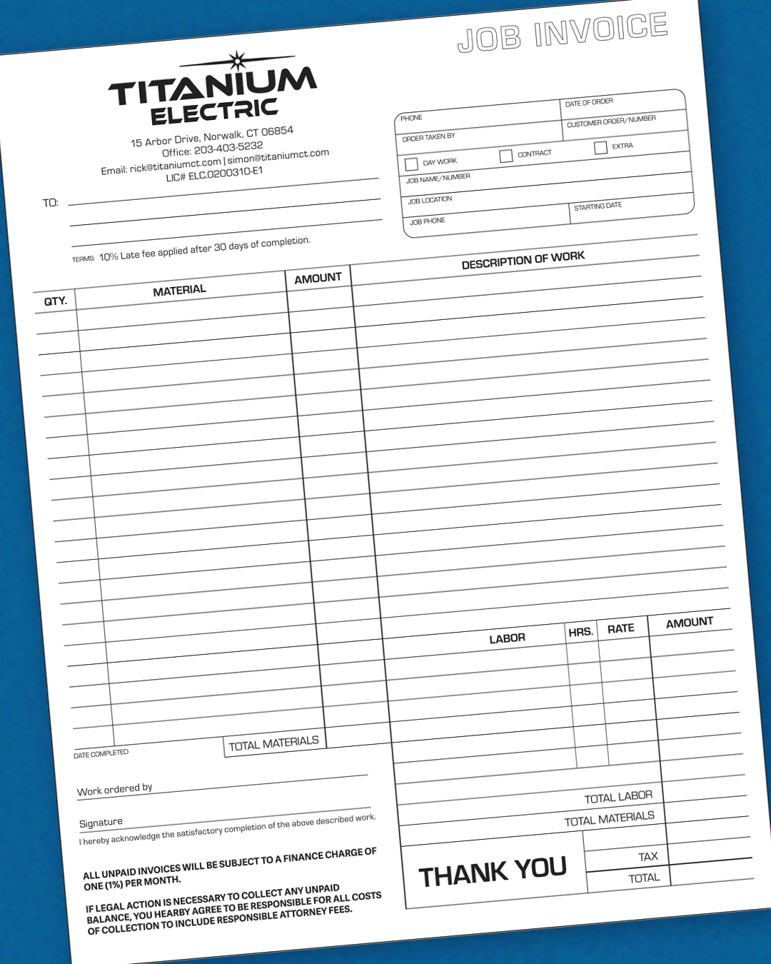 Titanium Electric Invoice